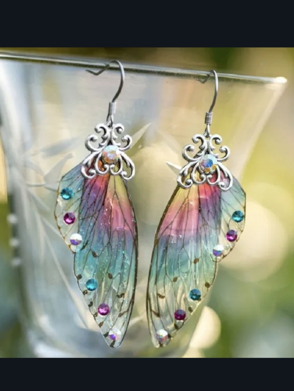 Irresistible Multicolor Fairy Wing Drop Earrings